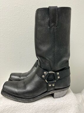 Frye Harness 12R Black & Metallic Leather Boots Women’s  Size 10 M